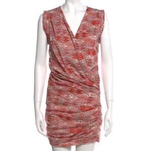 IRO Orange Salome Aztec Print Silk Faux Wrap | IRO Silk Dress | IRO mini dress